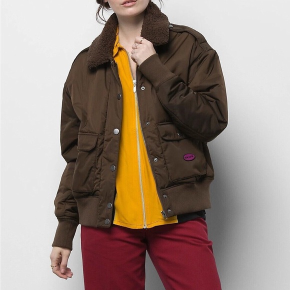 Vans Women's Brown Curren X Knost Bomber Jacket - Picture 3 of 5